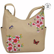 Flower Garden Almond Classic Hobo With Side Pockets - 382