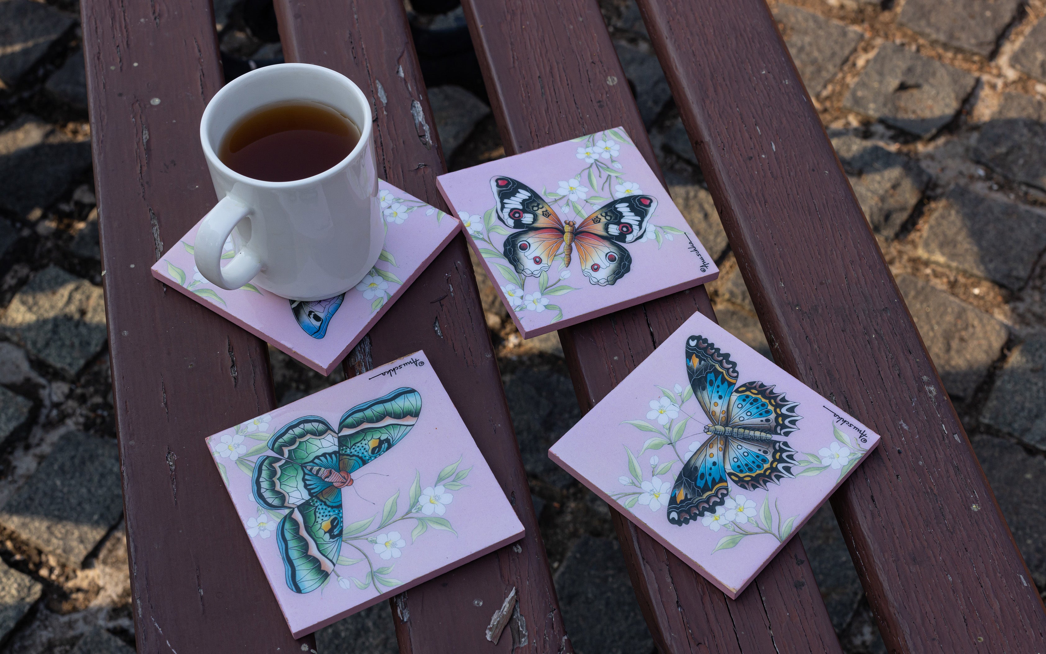 Printed Wooden Coasters Set Collection