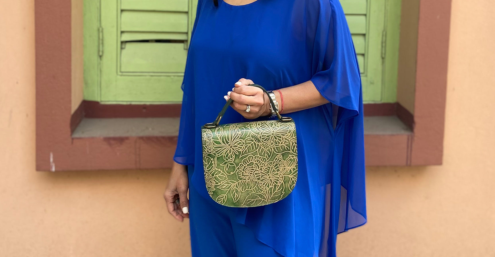 Tooled Butterfly Jade Leather Bags & Accessories