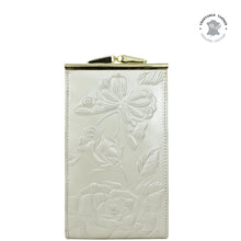 Load image into Gallery viewer, Tooled Rose Pearl White Double Eyeglass Case - 1009
