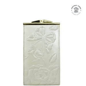 Tooled Rose Pearl White Double Eyeglass Case - 1009
