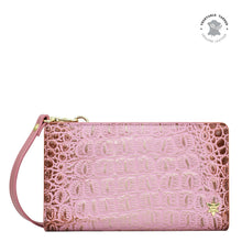 Load image into Gallery viewer, Croc Embossed Blush Gold Organizer Wallet Crossbody - 1149
