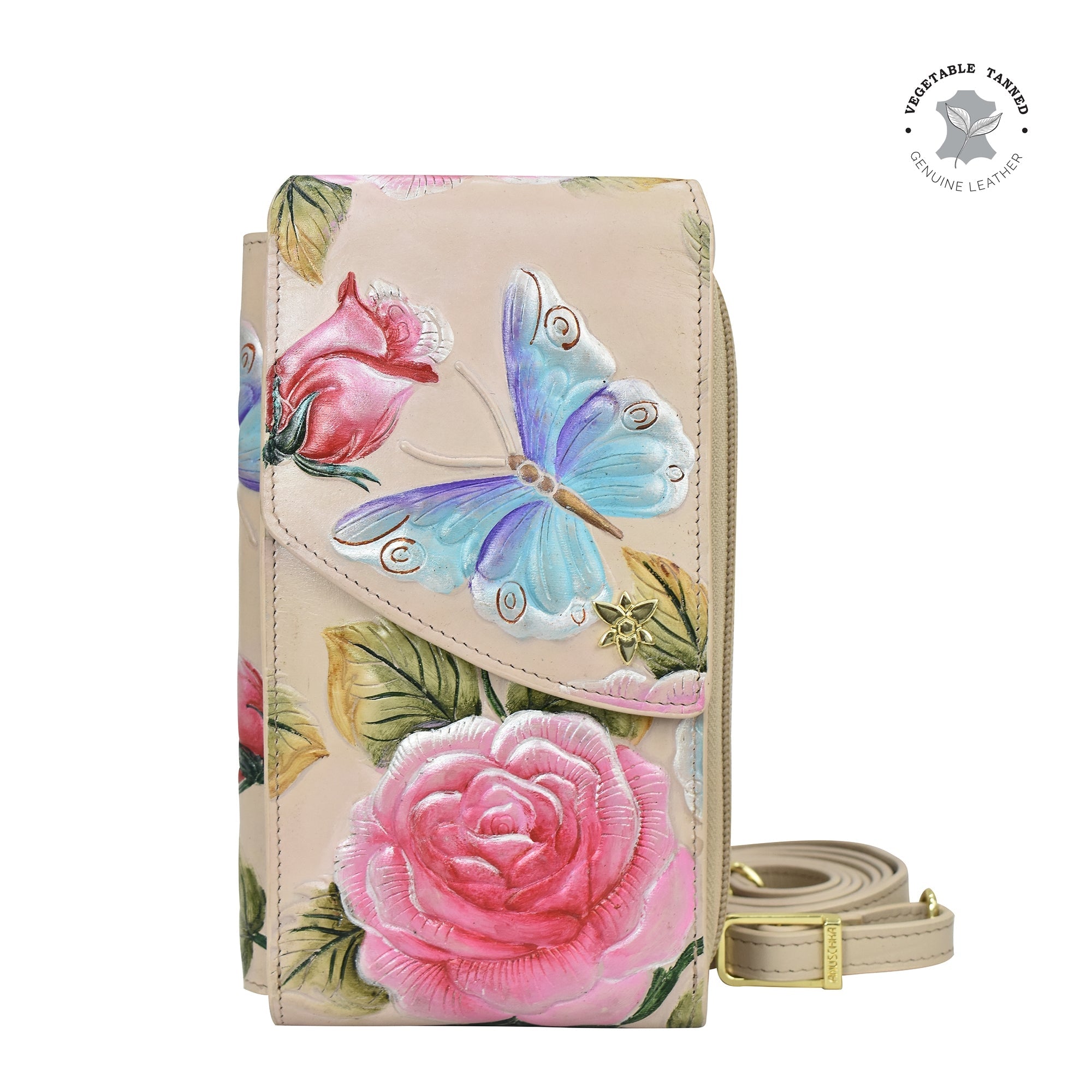 Tooled Rose Almond Crossbody Phone Case - 1173