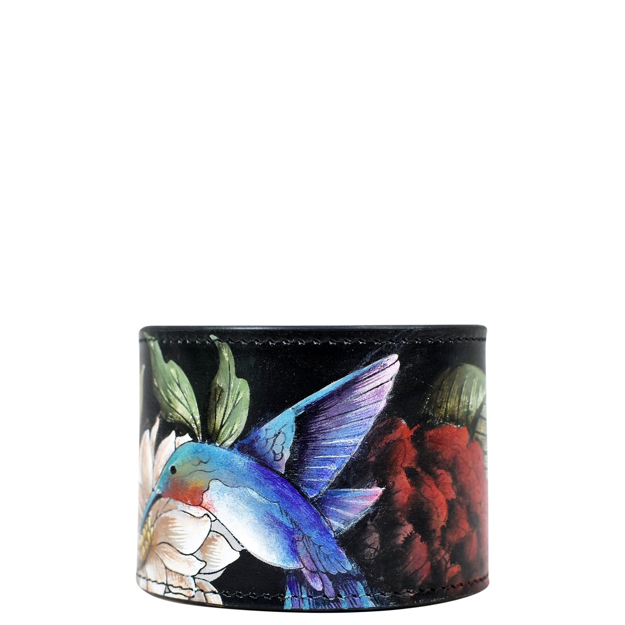 Hummingbird Heaven Painted Leather Cuff - 1176