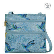 Tooled Bird Sky Medium Crossbody With Double Zip Pockets - 447