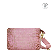 Croc Embossed Blush Gold Triple Compartment Crossbody - 696