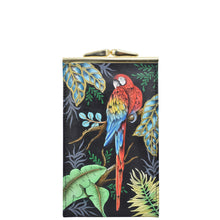Load image into Gallery viewer, Anuschka style 1009, handpainted Double Eyeglass Case. Rainforest Beauties painting in Black color. Inside faux suede lining.
