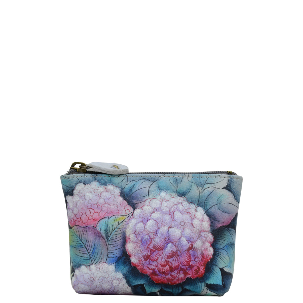 Anuschka Style 1031, handpainted Coin Pouch. Hypnotic Hydrangeas painting