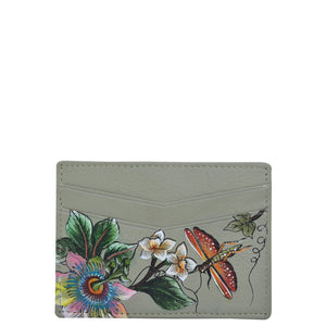 Anuschka style 1032, handpainted Credit Card Case. Floral Passion painting in Multi color. Four card slots.