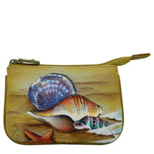 Load image into Gallery viewer, Anuschka style 1107, handpainted Medium Zip Pouch. Gift of the Sea painting in brown color. Featuring Great for keeping keys, coins, rings and other little things handy.
