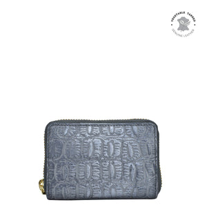 Anuschka Accordion Style Credit And Business Card Holder with Croco Embossed Silver/Grey color