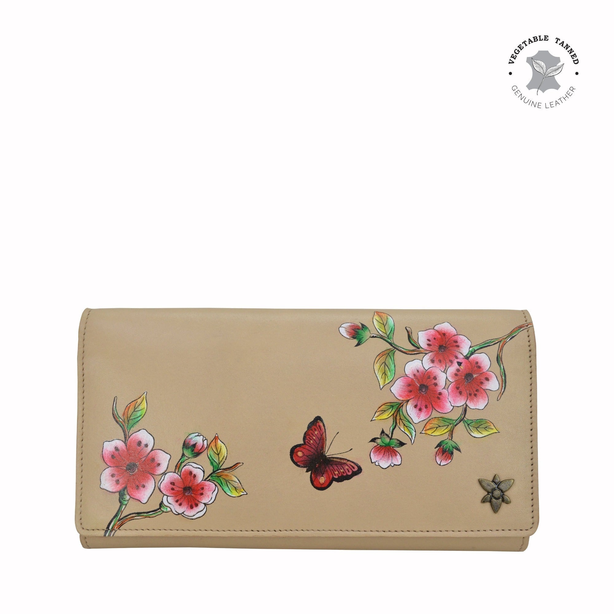 Flower Garden Almond Three Fold Wallet - 1150
