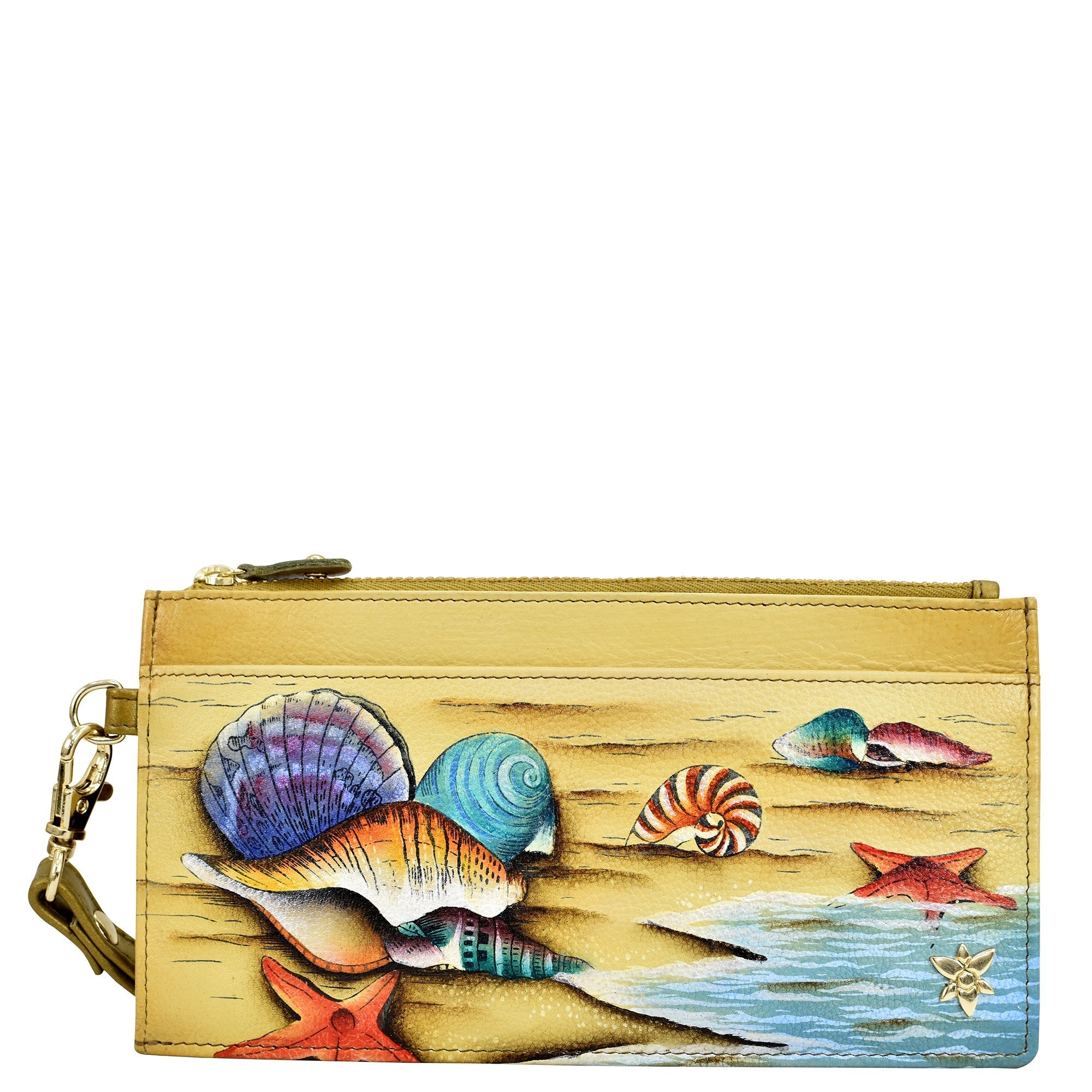 Leather Hand Painted Clutch wristlet organizer 1151 Anuschka UK