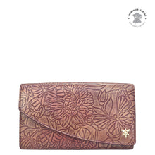 Load image into Gallery viewer, Tooled Butterfly Wine Accordion Flap Wallet - 1174
