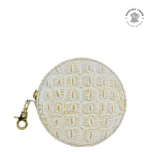 Load image into Gallery viewer, Anuschka Round Coin Purse with Croco Embossed Cream Gold color
