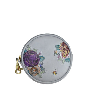 Anuschka Round Coin Purse with Floral Charm painting