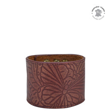 Load image into Gallery viewer, Tooled Butterfly Wine Leather Adjustable Leather Wrist Band - 1176
