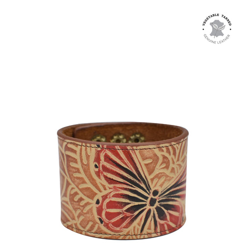 Anuschka Leather Adjustable Leather Wrist Band with Tooled Butterfly Multi painting