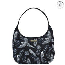 Load image into Gallery viewer, Jungle Macaws Fabric with Leather Trim Large Sling Hobo - 12010
