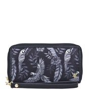 Jungle Macaws Fabric with Leather Trim Wristlet Travel Wallet - 13000