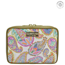 Load image into Gallery viewer, Boho Paisley Fabric with Leather Trim Travel Jewelry Organizer - 13003
