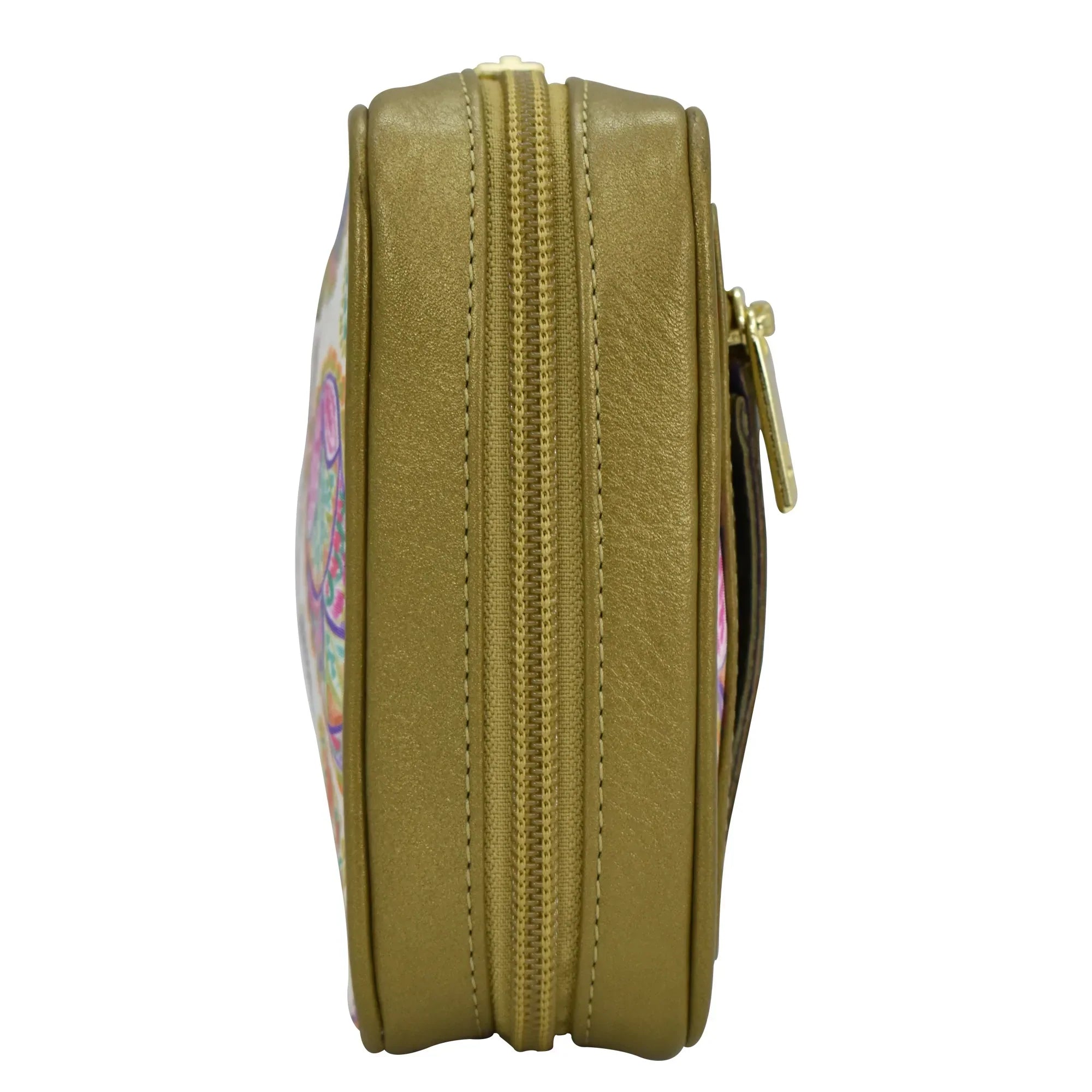 Fabric with Leather Trim Travel Jewelry Organizer - 13003