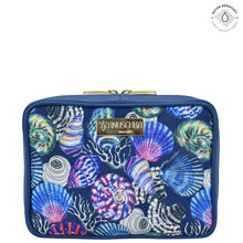 Load image into Gallery viewer, Sea Treasures Fabric with Leather Trim Travel Jewelry Organizer - 13003
