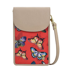 Load image into Gallery viewer, Fabric with Leather Trim Cell Phone Crossbody Wallet - 13005
