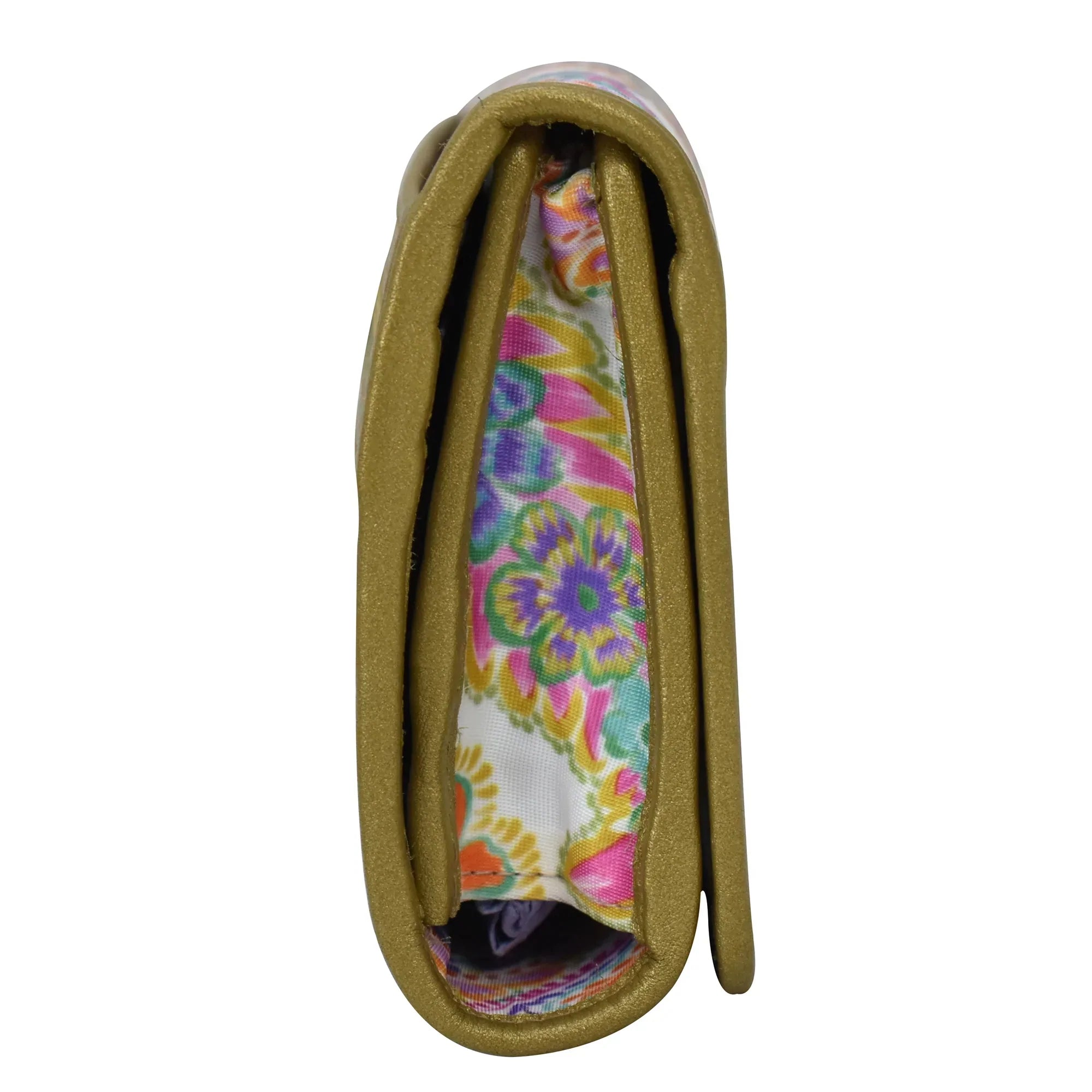 Fabric with Leather Trim Three-Fold RFID Wallet - 13007