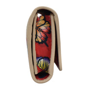 Fabric with Leather Trim Three-Fold RFID Wallet - 13007