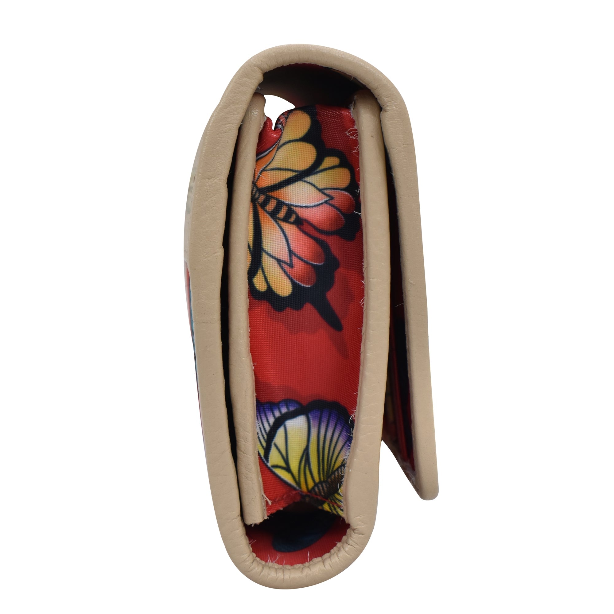 Fabric with Leather Trim Three-Fold RFID Wallet - 13007