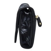 Fabric with Leather Trim Three-Fold RFID Wallet - 13007