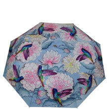 Load image into Gallery viewer, Anuschka style 3100, printed Auto Open and Close Umbrella. Rainbow Birds Print in Grey Color.UV protection (UPF 50+) during rain or shine.
