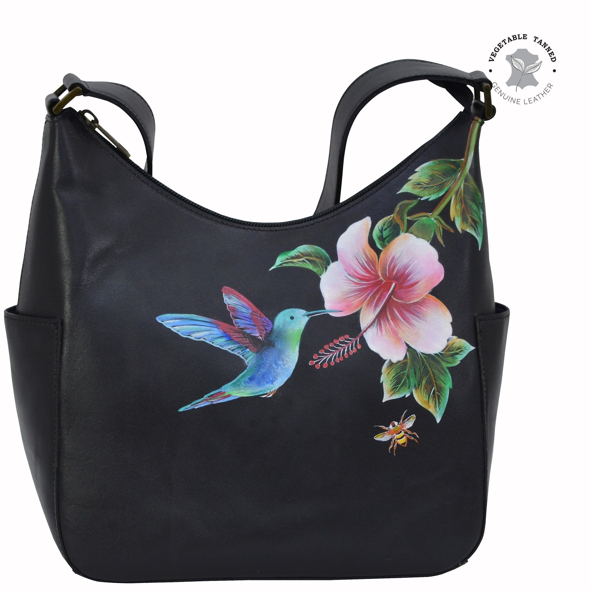 Coral & Blue Bird high quality on a Branch Hand-Painted Leather Tote & Matching Wallet