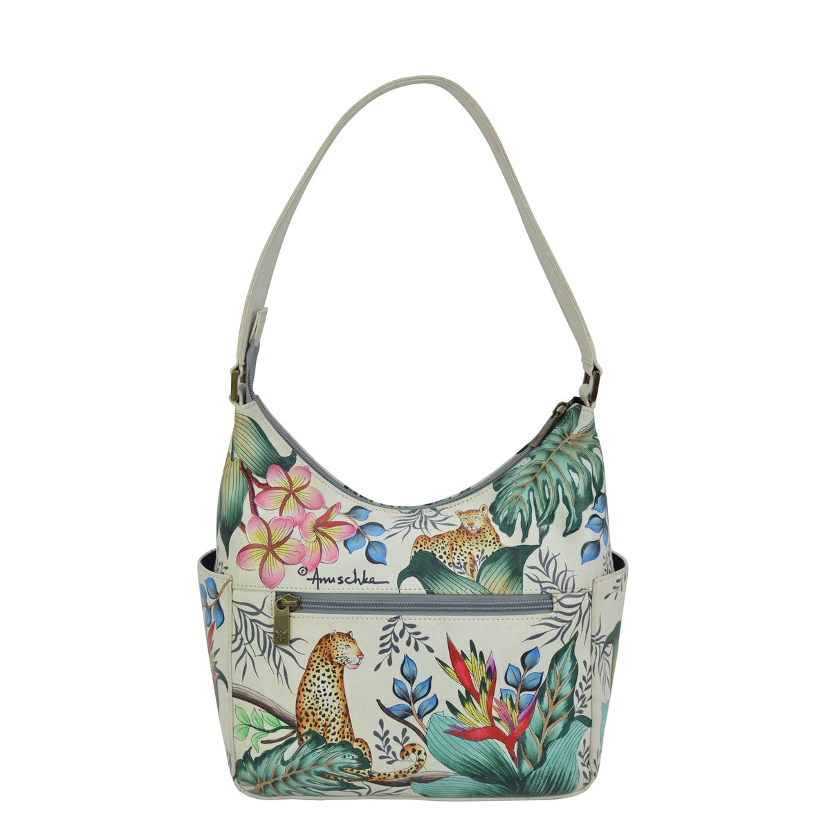 Leather Hand Painted Classic Hobo With Side Pockets - 382 – Anuschka (UK)