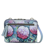 Anuschka Style 663, handpainted Crossbody/Belt Bag. Hypnotic Hydrangeas painting