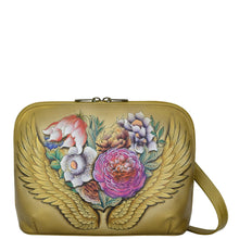 Load image into Gallery viewer, Anuschka style 678, Zip Around Everyday Crossbody, Angel Wings painting in tan color. Featuring RFID blocking and many credit card slots.
