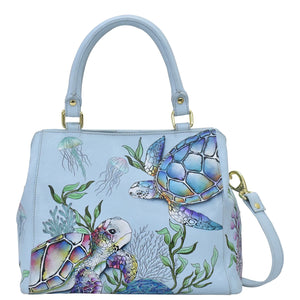 Anuschka Multi Compartment Satchel with Underwater Beauty painting
