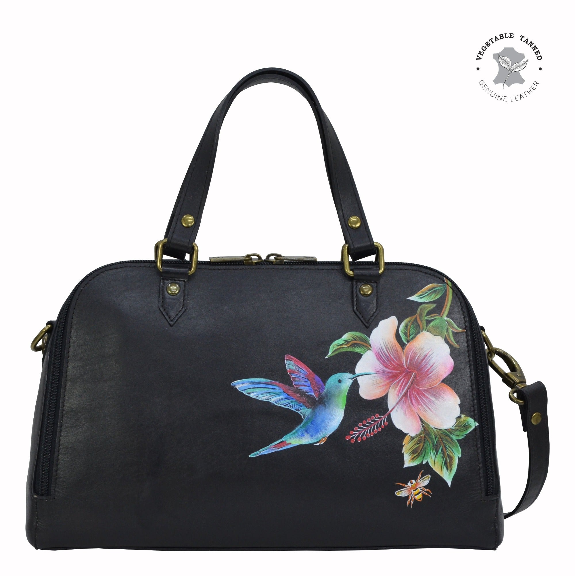 Coral & Blue Bird high quality on a Branch Hand-Painted Leather Tote & Matching Wallet