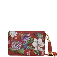 Load image into Gallery viewer, Anuschka Triple Compartment Crossbody with Crimson Garden painting
