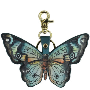 Anuschka Leather Bag Charm with Butterfly Melody painting