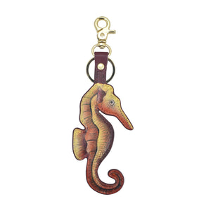 Anuschka style K0027, Handpainted Leather Bag Charm. Mystical Reef painting in Brown color.